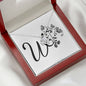 Botanical Monogram W - Love Knot Necklace With Mahogany Style Luxury Box