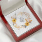 Boho Flowers Wreath Watercolor 05 - Love Knot Necklace With Mahogany Style Luxury Box