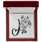 Botanical Monogram J - Love Knot Necklace With Mahogany Style Luxury Box