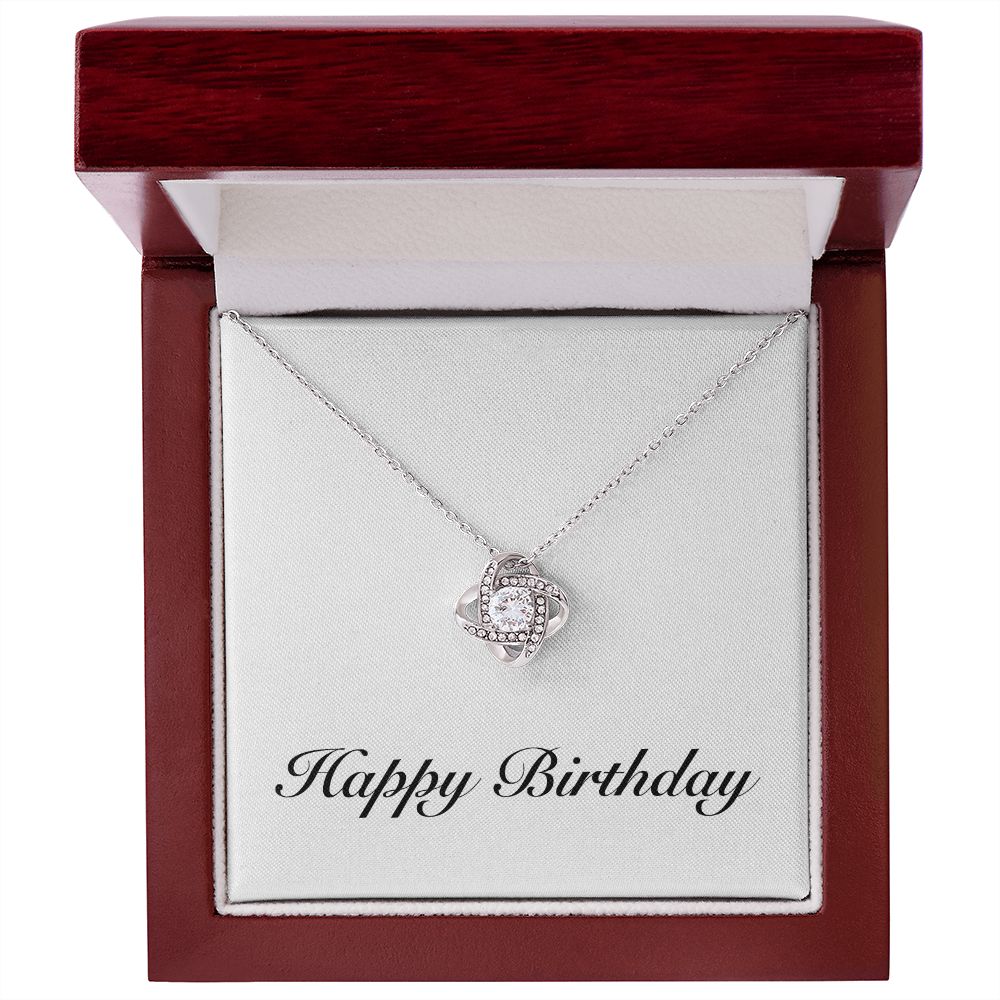 Happy Birthday - Love Knot Necklace With Mahogany Style Luxury Box