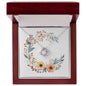 Boho Flowers Wreath Watercolor 04 - Love Knot Necklace With Mahogany Style Luxury Box