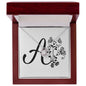 Botanical Monogram A - Love Knot Necklace With Mahogany Style Luxury Box