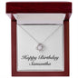 Happy Birthday Samantha - Love Knot Necklace With Mahogany Style Luxury Box