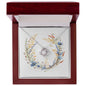 Boho Flowers Wreath Watercolor 03 - Love Knot Necklace With Mahogany Style Luxury Box
