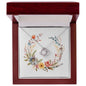 Boho Flowers Wreath Watercolor 17 - Love Knot Necklace With Mahogany Style Luxury Box