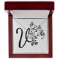 Botanical Monogram V - Love Knot Necklace With Mahogany Style Luxury Box