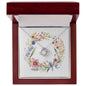 Boho Flowers Wreath Watercolor 07 - Love Knot Necklace With Mahogany Style Luxury Box