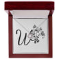 Botanical Monogram W - Love Knot Necklace With Mahogany Style Luxury Box