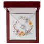 Boho Flowers Wreath Watercolor 10 - Love Knot Necklace With Mahogany Style Luxury Box