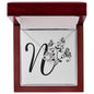 Botanical Monogram N - Love Knot Necklace With Mahogany Style Luxury Box