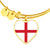 English Flag - 18k Gold Finished Heart Pendant Bangle Bracelet