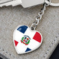 Dominican Flag - Heart Pendant Luxury Keychain