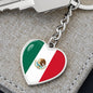 Mexican Flag - Heart Pendant Luxury Keychain