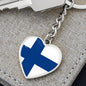 Finnish Flag - Heart Pendant Luxury Keychain