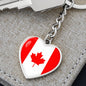 Canadian Flag - Heart Pendant Luxury Keychain