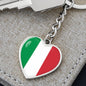 Italian Flag - Heart Pendant Luxury Keychain