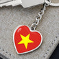 Vietnamese Flag - Heart Pendant Luxury Keychain