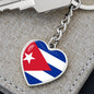 Cuban Flag - Heart Pendant Luxury Keychain