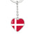 Danish Flag - Heart Pendant Luxury Keychain