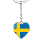 Swedish Flag - Heart Pendant Luxury Keychain