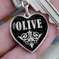 Olive v02 - Heart Pendant Luxury Keychain