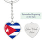 Cuban Flag - Heart Pendant Luxury Keychain