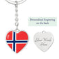 Norwegian Flag - Heart Pendant Luxury Keychain