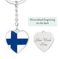 Finnish Flag - Heart Pendant Luxury Keychain