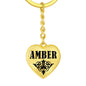 Amber v01 - Heart Pendant Luxury Keychain