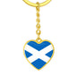 Scottish Flag - Heart Pendant Luxury Keychain
