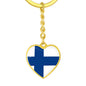 Finnish Flag - Heart Pendant Luxury Keychain