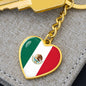 Mexican Flag - Heart Pendant Luxury Keychain