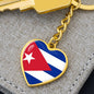Cuban Flag - Heart Pendant Luxury Keychain
