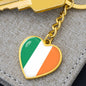 Irish Flag - Heart Pendant Luxury Keychain