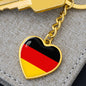 German Flag - Heart Pendant Luxury Keychain