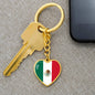 Mexican Flag - Heart Pendant Luxury Keychain
