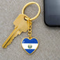 Salvadoran Flag - Heart Pendant Luxury Keychain