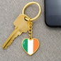 Irish Flag - Heart Pendant Luxury Keychain