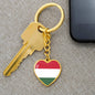 Hungarian Flag - Heart Pendant Luxury Keychain