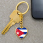 Cuban Flag - Heart Pendant Luxury Keychain