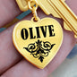 Olive v01 - Heart Pendant Luxury Keychain