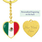 Mexican Flag - Heart Pendant Luxury Keychain