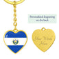 Salvadoran Flag - Heart Pendant Luxury Keychain