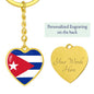 Cuban Flag - Heart Pendant Luxury Keychain