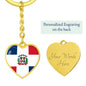 Dominican Flag - Heart Pendant Luxury Keychain