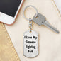 Love My Siamese Fighting Fish - Luxury Dog Tag Keychain