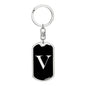 Initial V v2a - Luxury Dog Tag Keychain