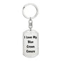 Love My Blue Crown Conure - Luxury Dog Tag Keychain