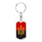 Stylized Tryzub And Red-Black Flag - Luxury Dog Tag Keychain