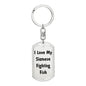 Love My Siamese Fighting Fish - Luxury Dog Tag Keychain
